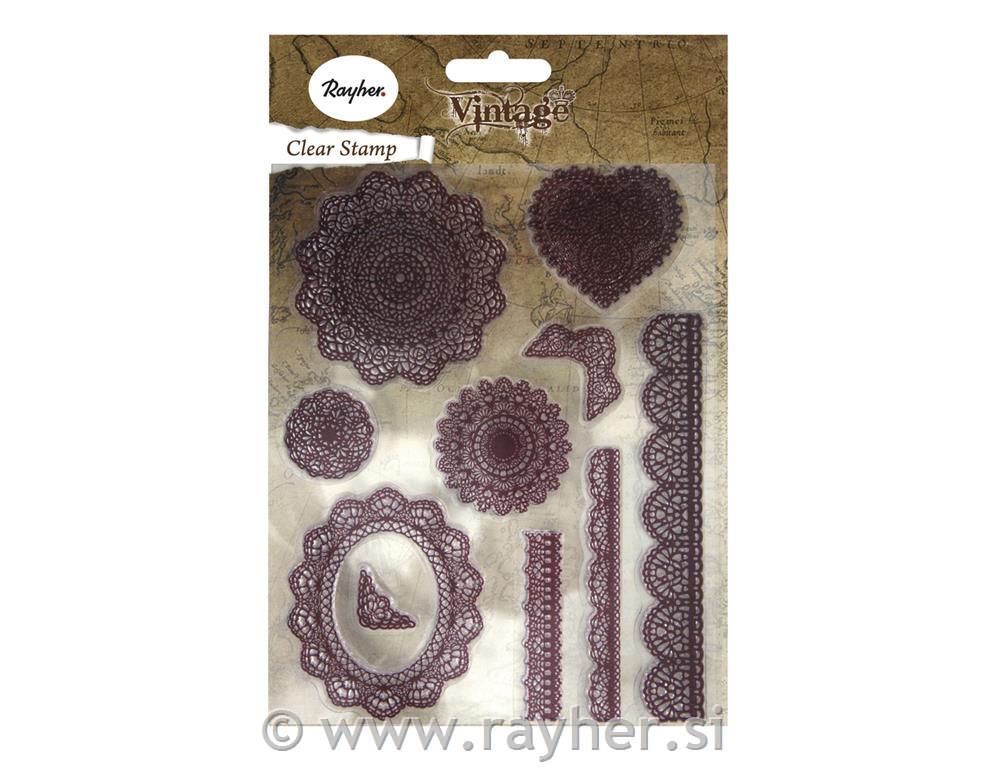 Clear Stamps - Vintage lace ornaments, a