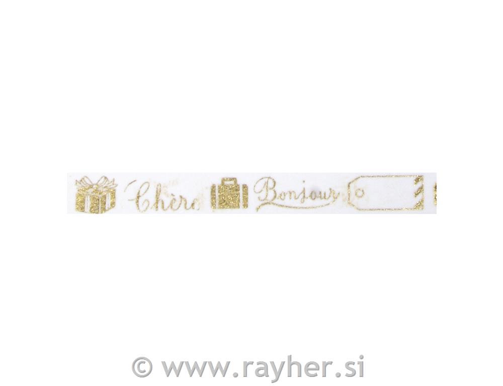Washi Tape lepilni trak, Bonjour-Merci,