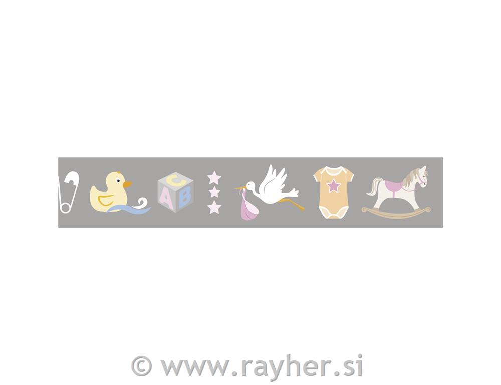 Washi Tape baby motivi, baby pink, 30mm, 15m