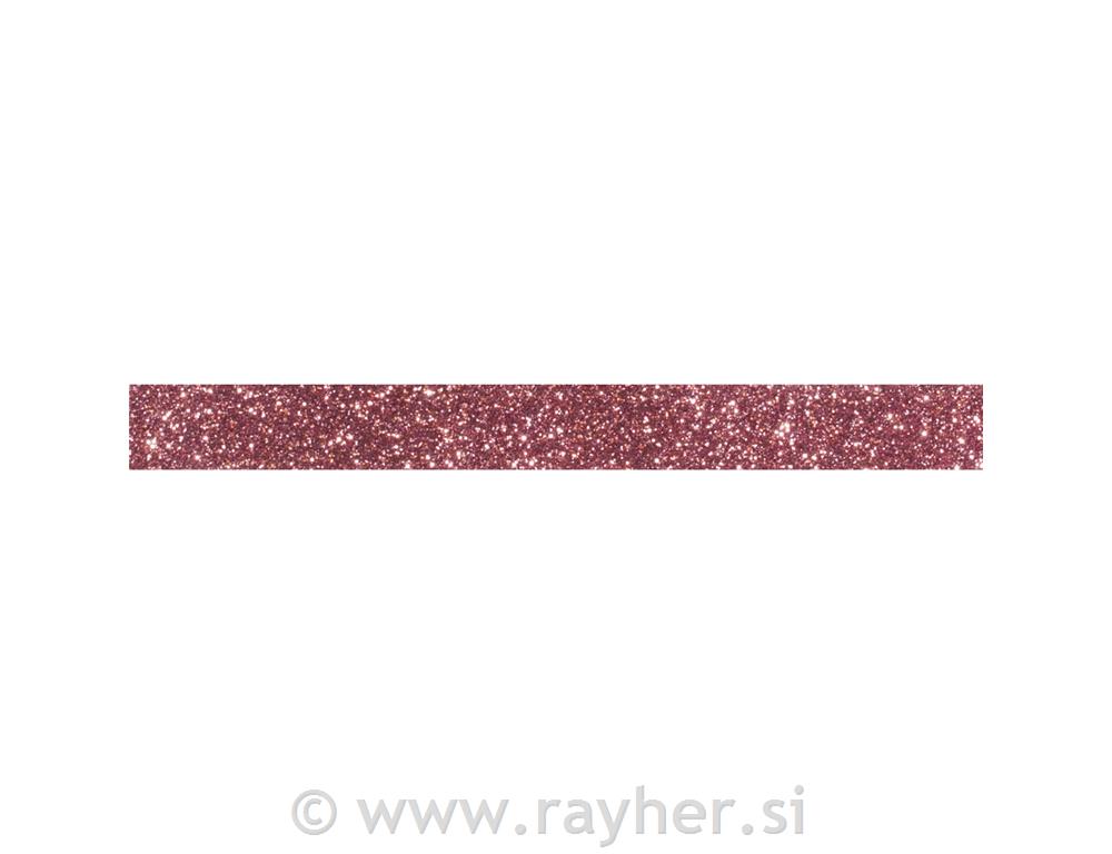 Lepilni trak z bleščicami, roza, 15mm,5m