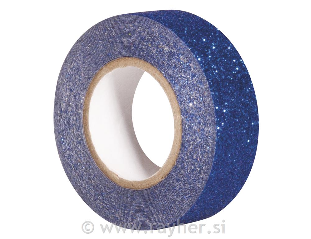 Glitter Tape, royal blue, 15mm, roll 5m
