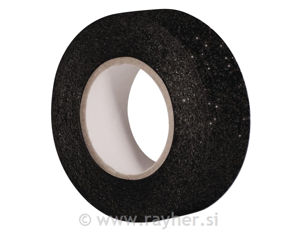 Glitter Tape, black, 15mm, roll 5m