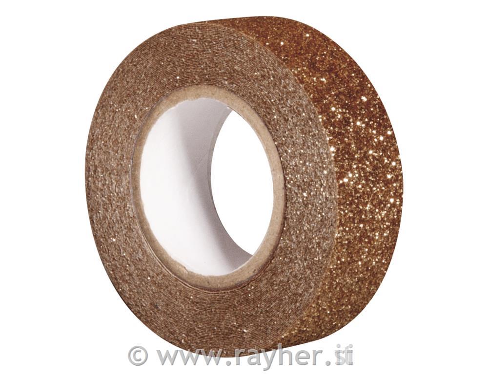 Lepilni trak z bleščicami, bakren, 15mm, 5m,