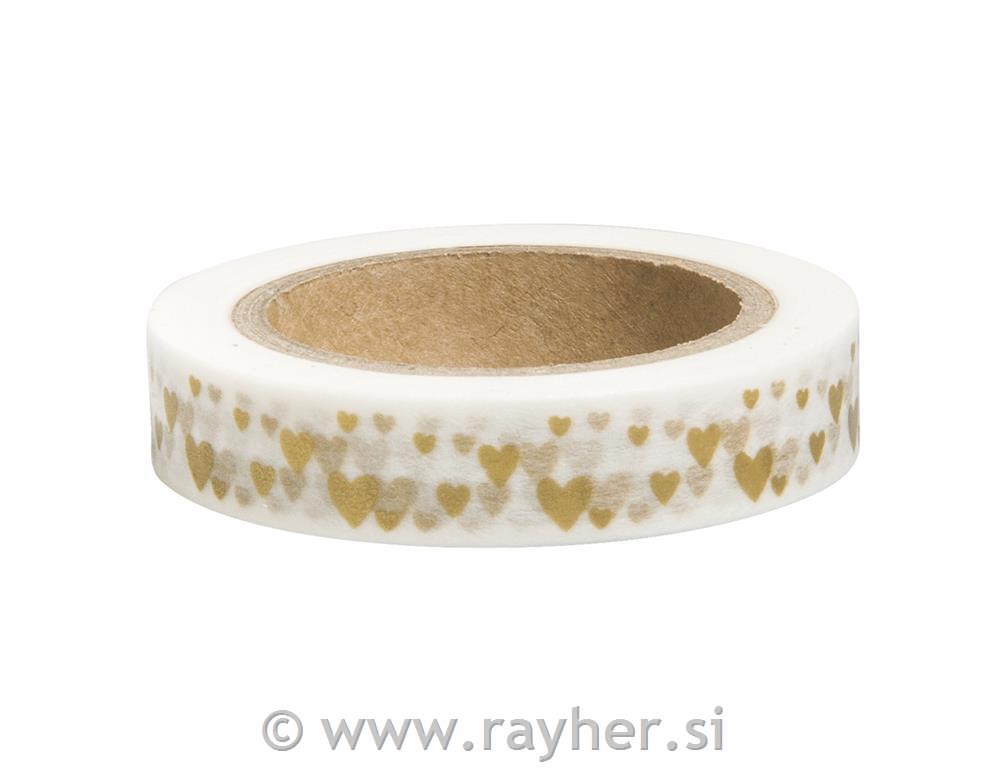 Washi Tape mini srca, zlat, 10mm, 15m