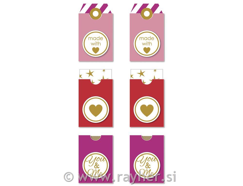 Sticker Tags - "made with love", coloure