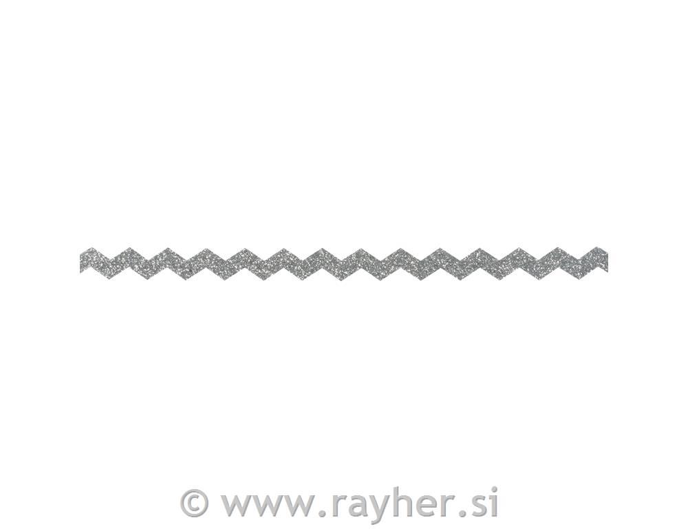 Glitter Tape Chevron, silver, 15mm, roll