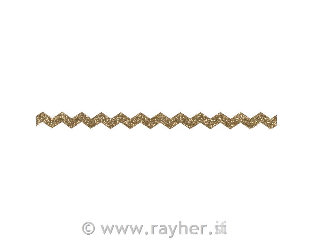 Lepilni trak Chevron, zlat, 15mm, 5m