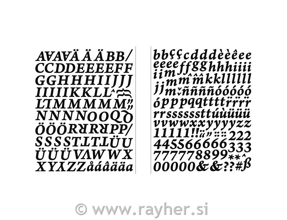 Nalepke Abeceda+številke Classic, črne