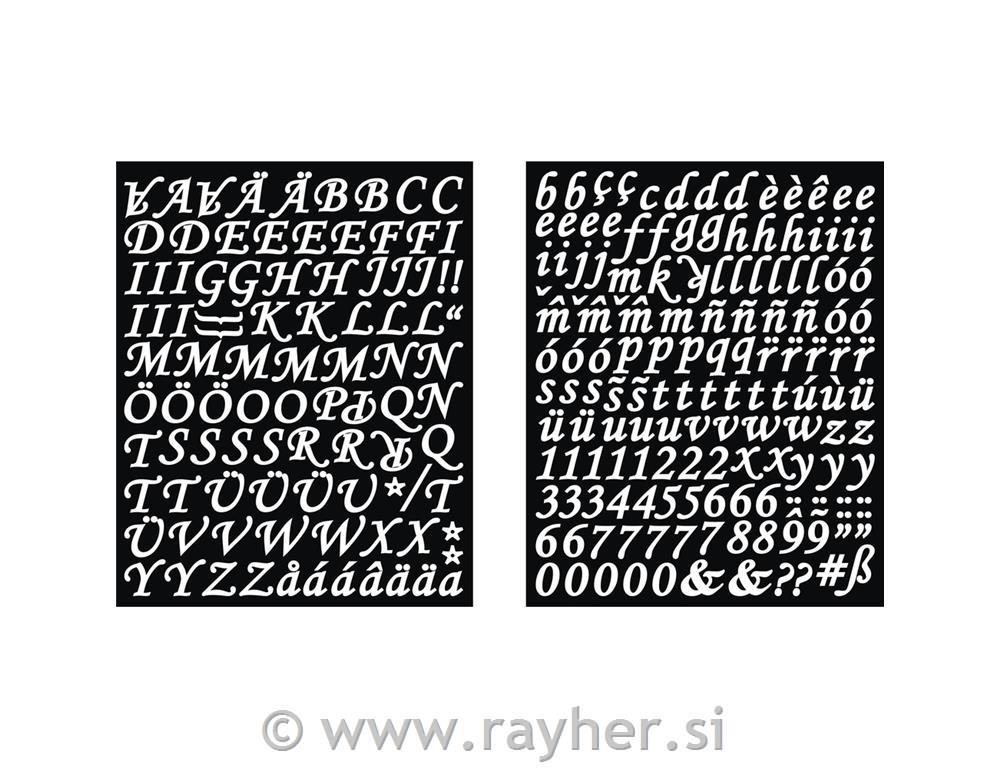 Sticker Alphabet + Numbers in italics tab-bag 1pc white
