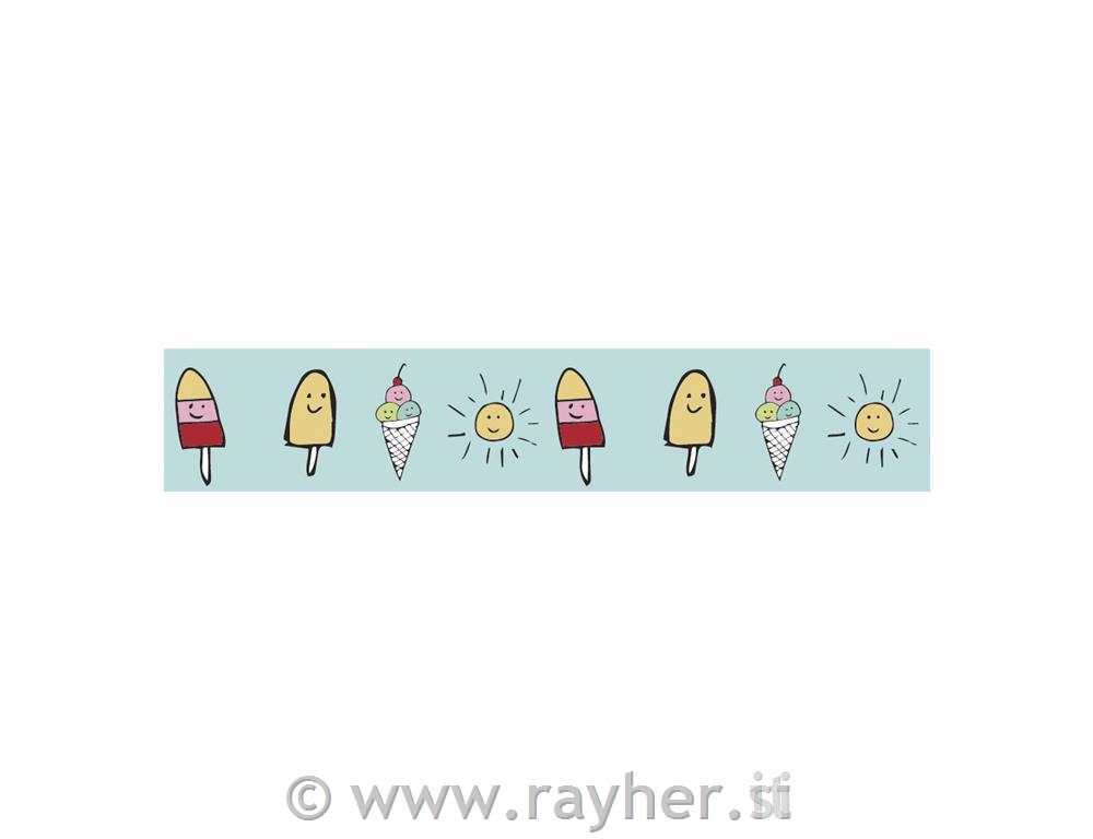 Washi Tape Sunny Icecream, 15mm, roll 10m