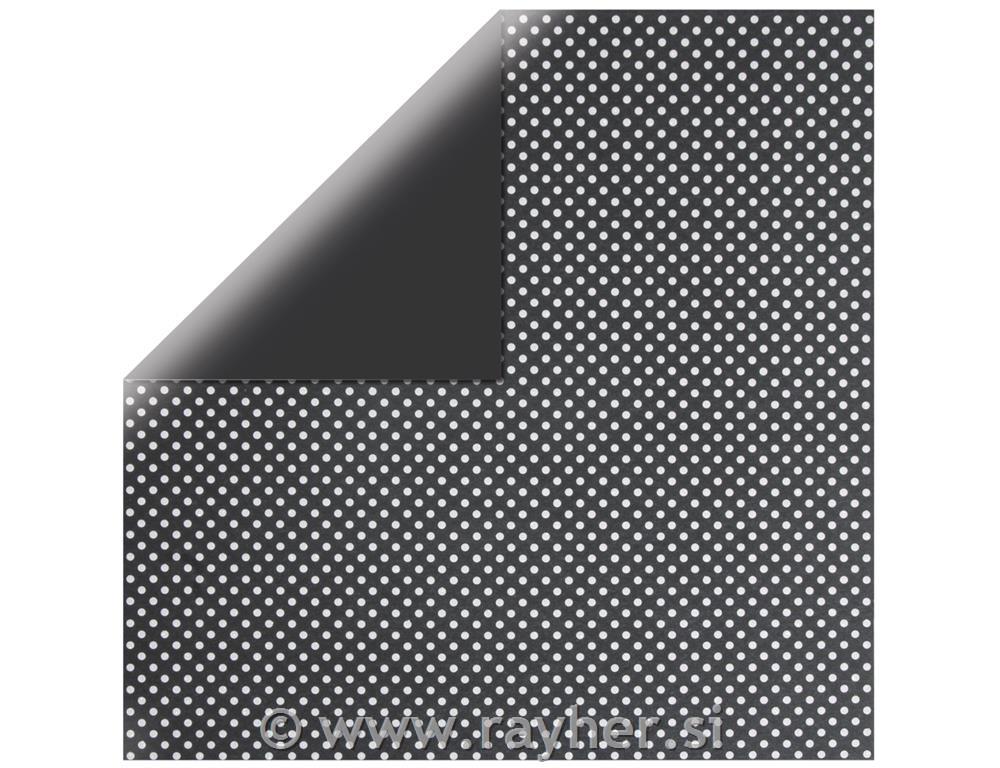 Scrapbooking papir: Glitter Dots, črn, 30.5x30.5cm, 190 g/m2