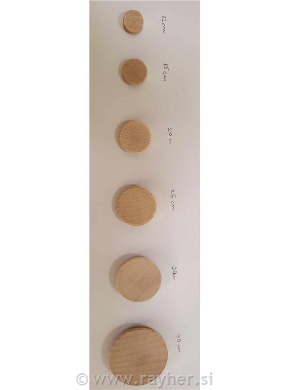 Lesena ploščica, okrogla, izbočena, 12 mm, 1 kos