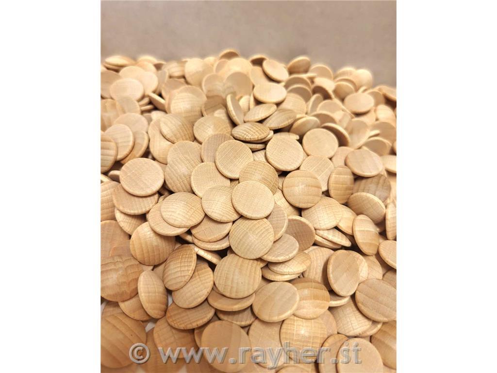 Lesena ploščica, okrogla, izbočena, 15 mm, 1 kos