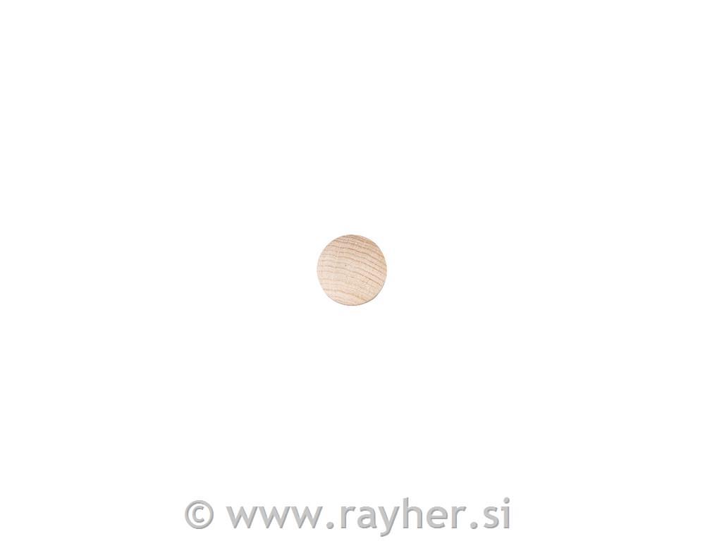 Lesena ploščica, okrogla, izbočena, 15 mm, 1 kos