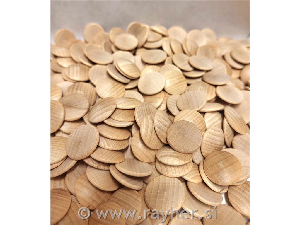 Lesena ploščica, okrogla, izbočena, 20 mm, 1 kos