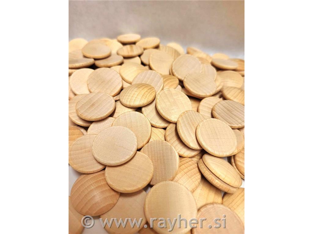 Lesena ploščica, okrogla, izbočena, 25 mm, 1 kos