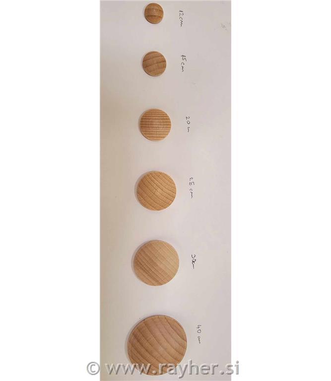 Lesena ploščica, okrogla, izbočena, 25 mm, 1 kos