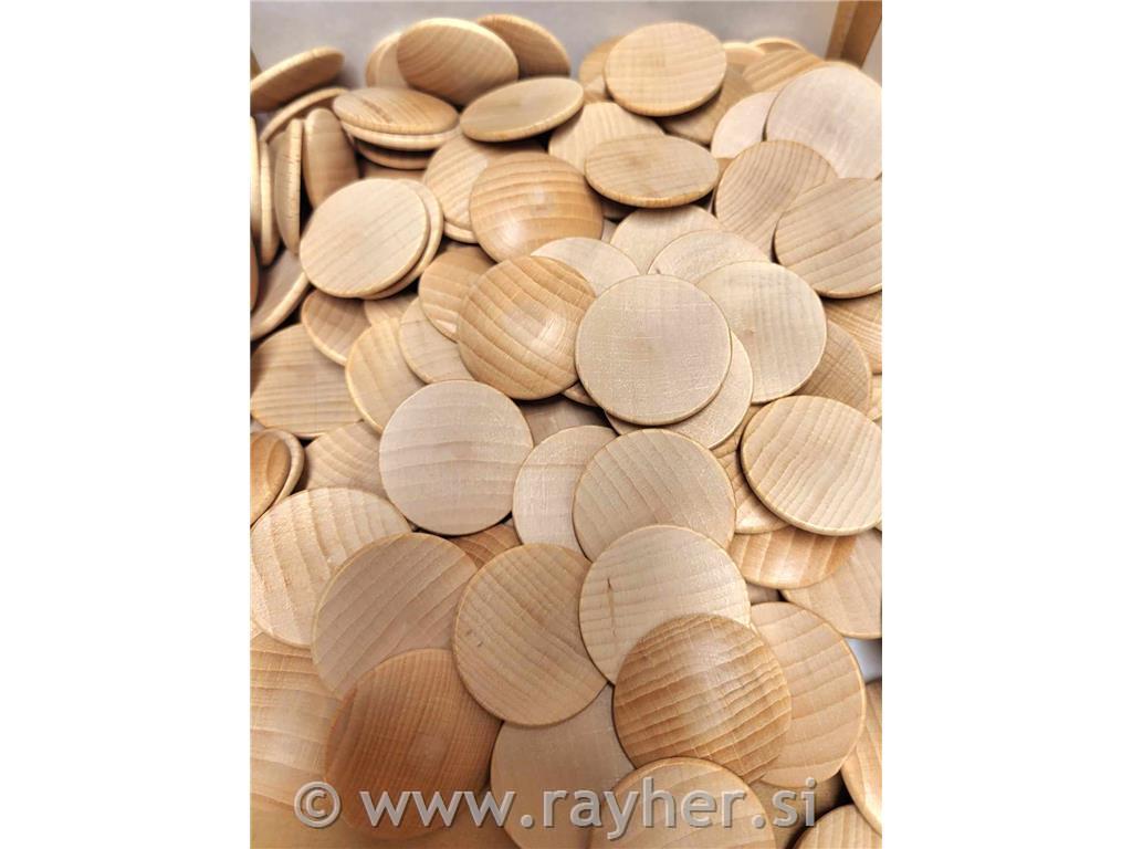 Lesena ploščica, okrogla, izbočena, 40 mm, 1 kos
