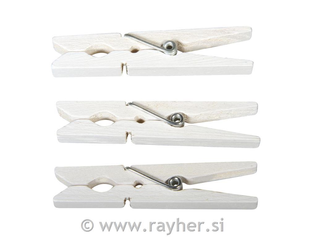Wooden clothes-pegs, white, 72mm, t-bag