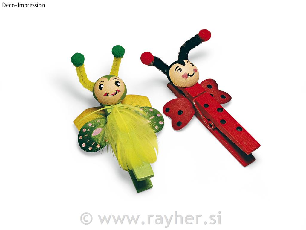 Lesene ščipalke, 72 mm, 6 barv, 18 kom.