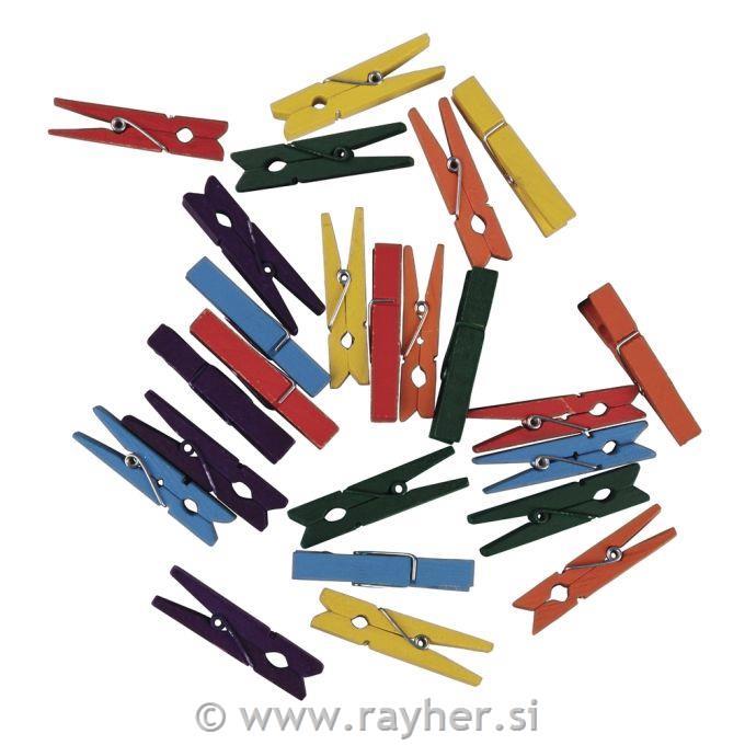 Lesene ščipalke, 4,5 cm, mešane, 24 kom.