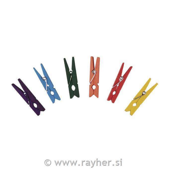 Lesene ščipalke, 4,5 cm, mešane, 24 kom.
