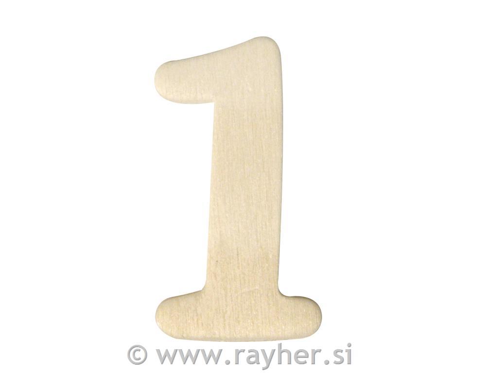 Wooden numbers, 4 cm, 1