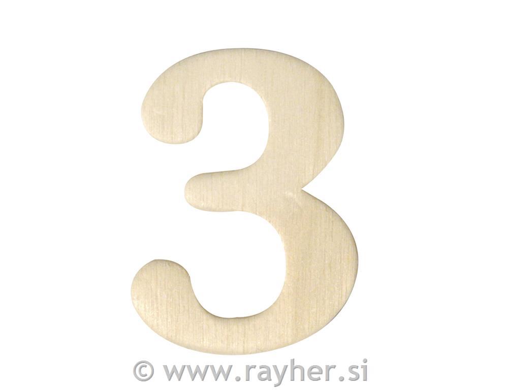 Lesena številka, 4 cm, 3