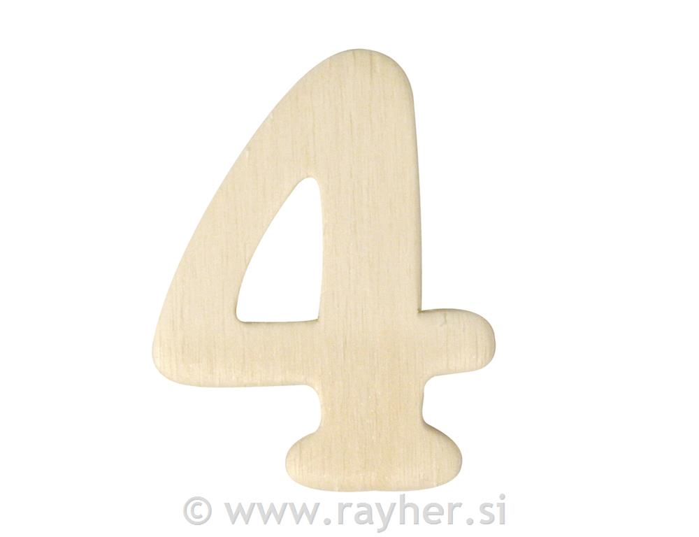 Lesena številka, 4 cm, 4