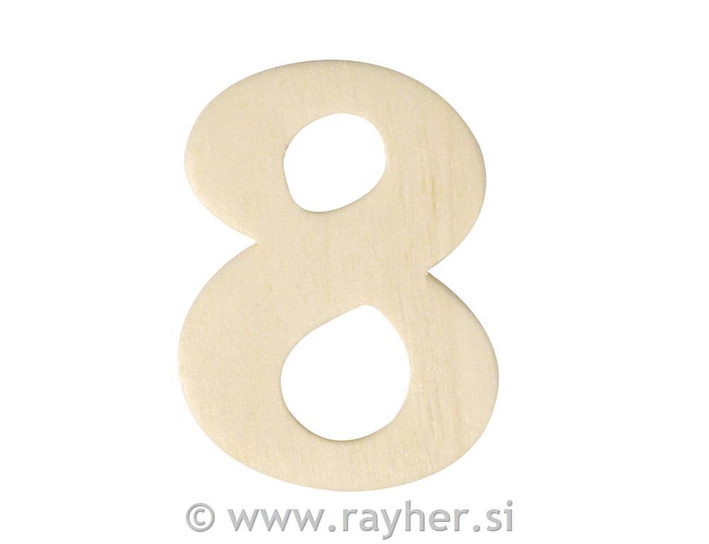 Lesena številka, 4 cm, 8