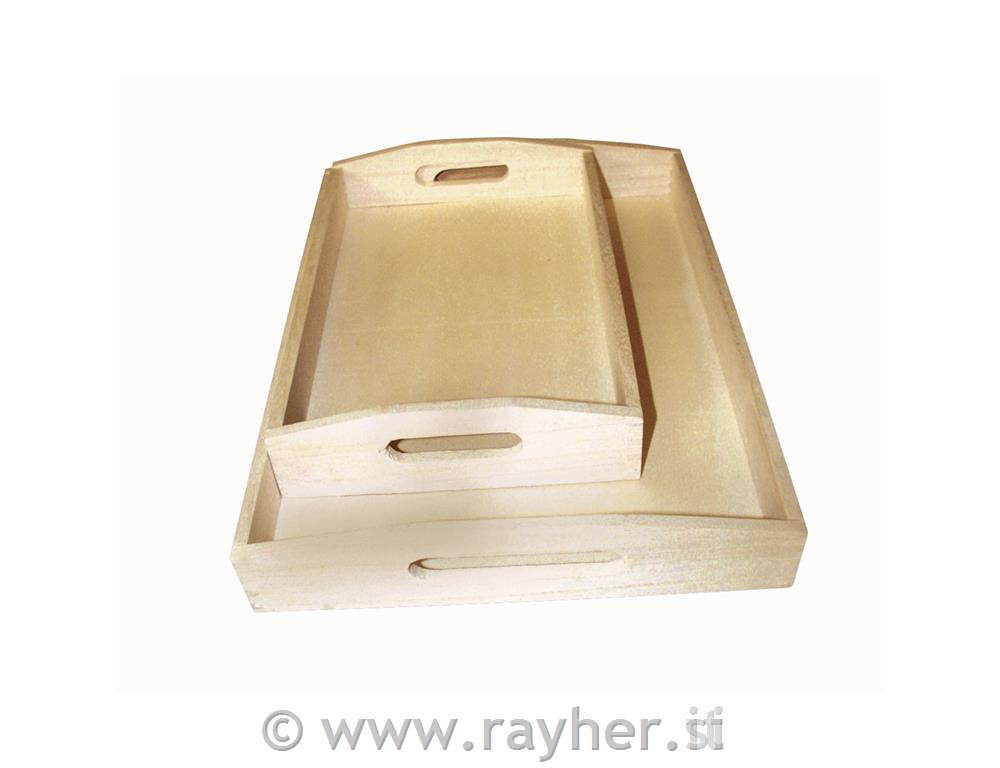 Lesena pladna set 2, 30x20 cm, 39x28 cm