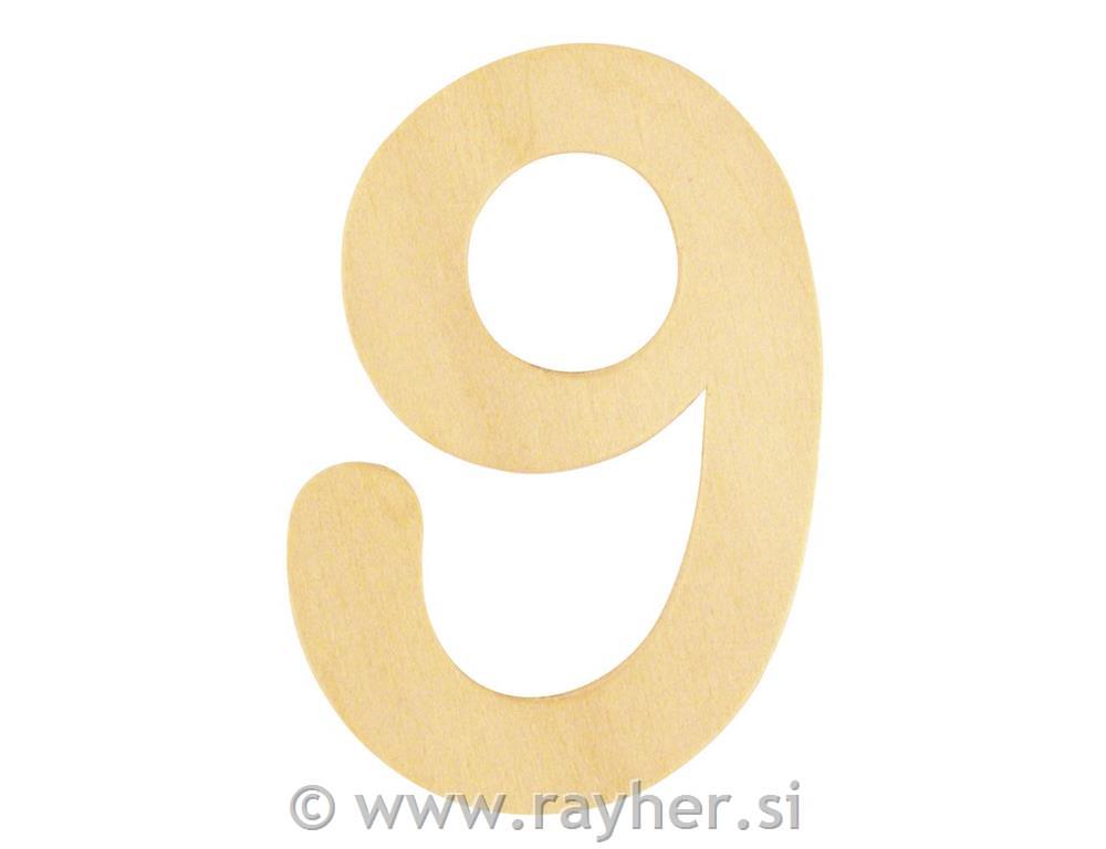 Lesena številka, 6cm o, 9