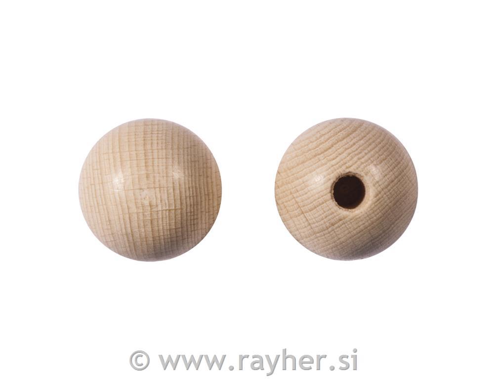 Lesene kroglice, 35mm o, s polovično luknjo, 3 kos