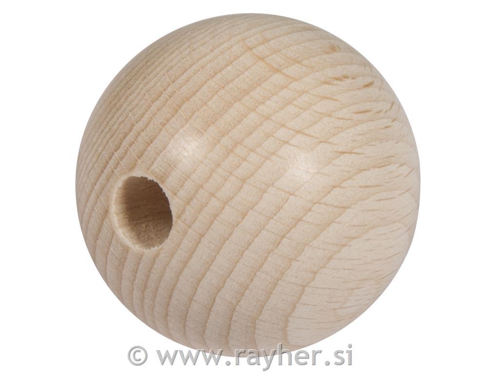 Lesene kroglice, 40mm o, s polovično luknjo, 2 kos