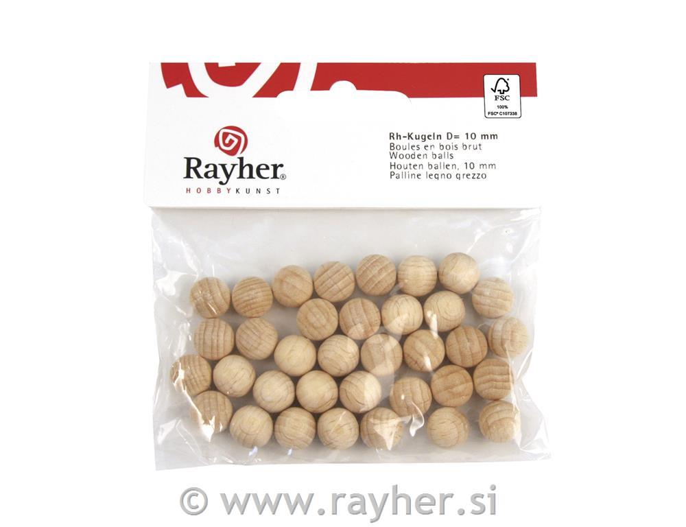 Lesene kroglice, 10mm,brez luknje, 35 kos