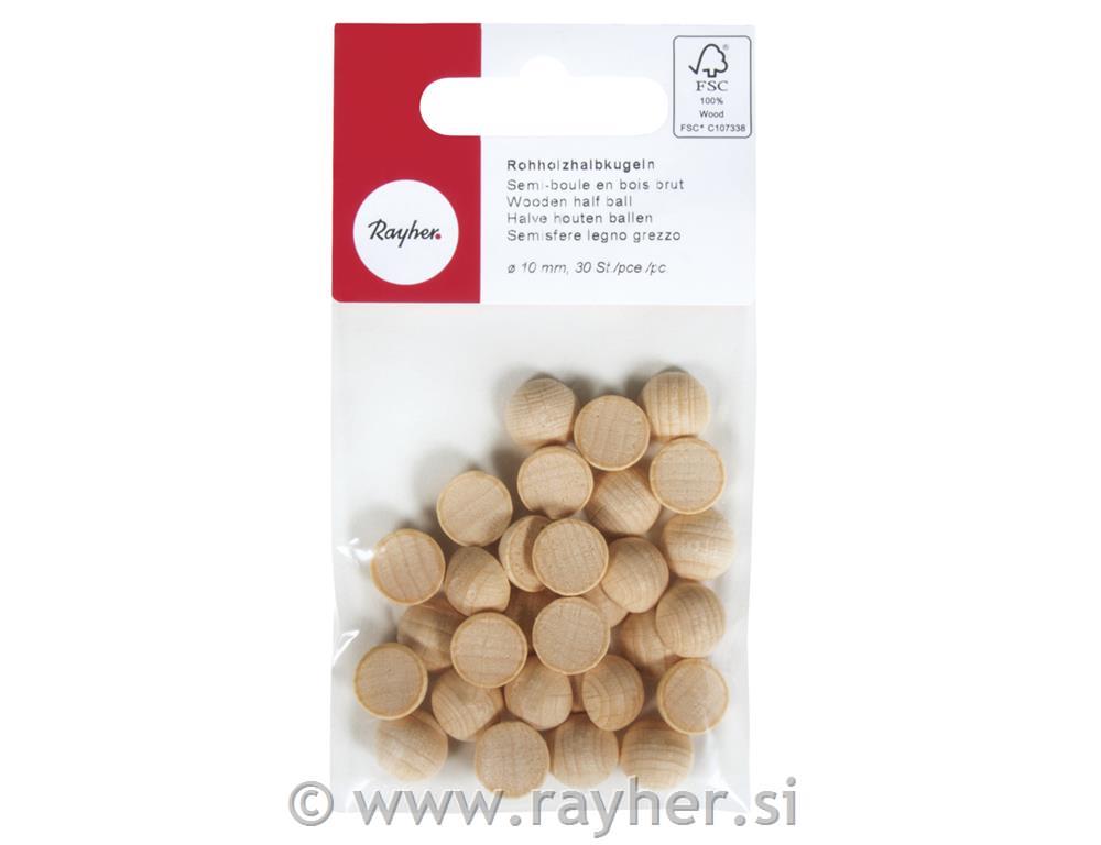 Lesene pol-kroglice, 10mm, 30 kos, 100%FSC