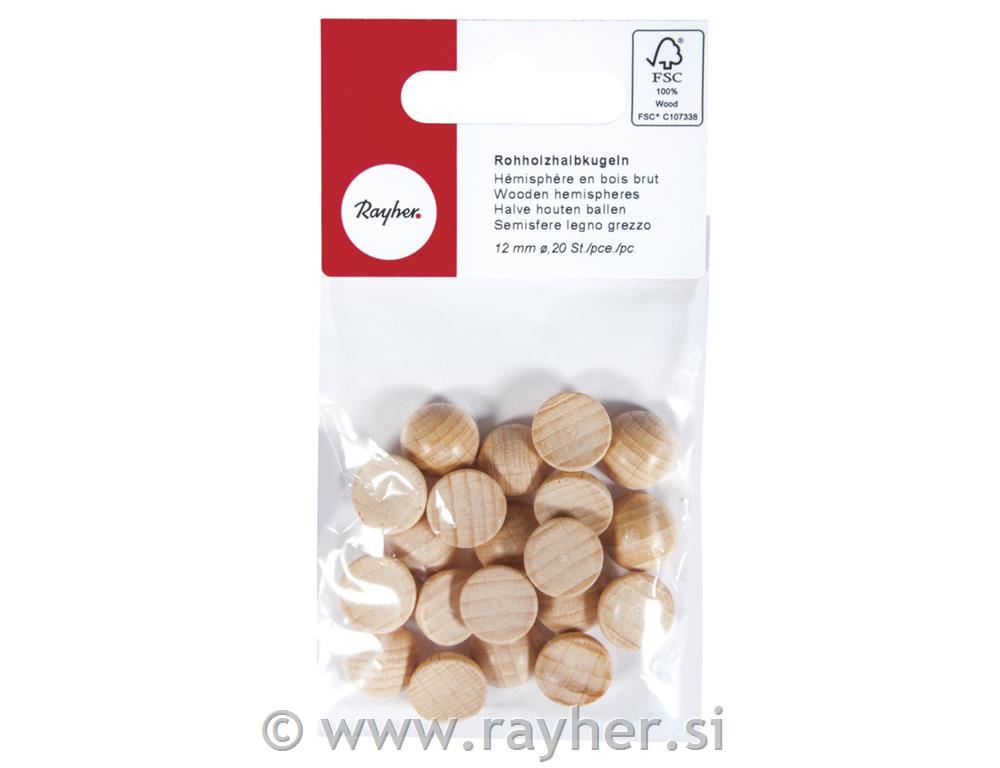 Lesene pol-kroglice 12mm, 20 kos, 100%FSC