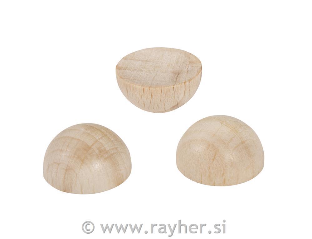 Wooden hemispheres FSC 100%, 15mm o, tab