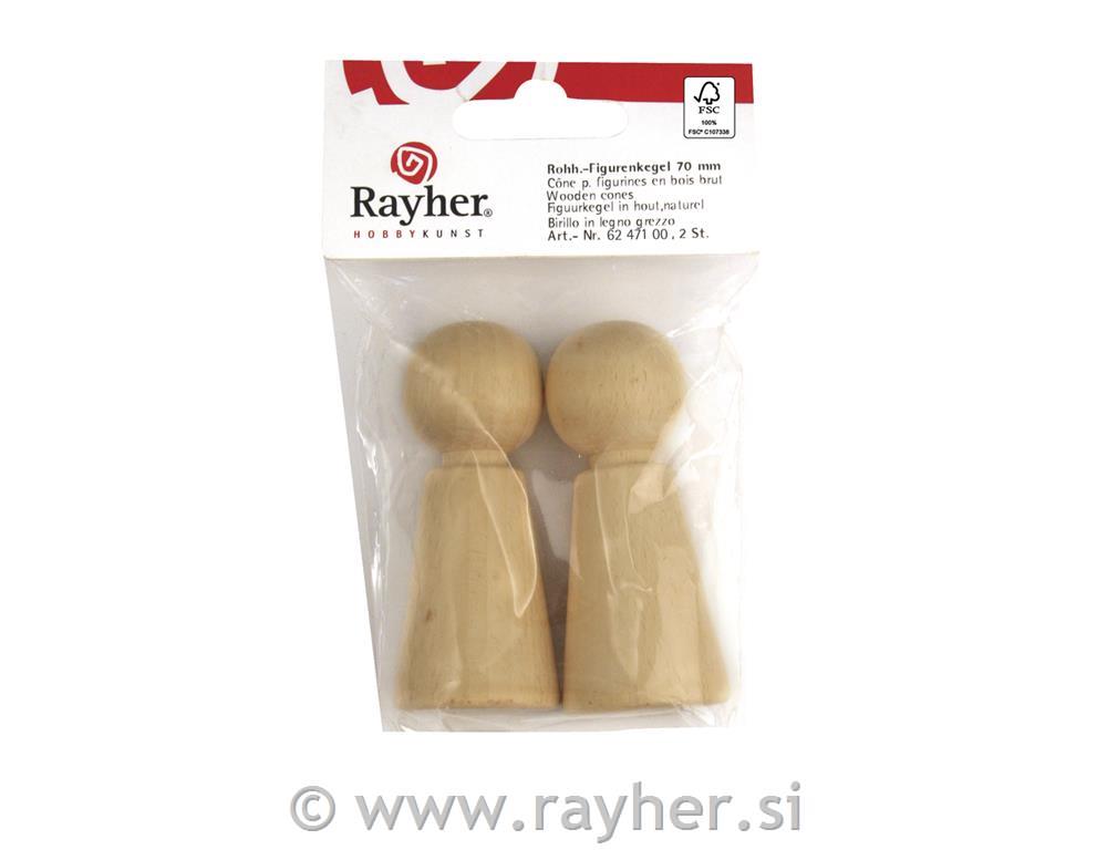 Wooden cones FSC 100%, 70mm, tab-bag 2pc