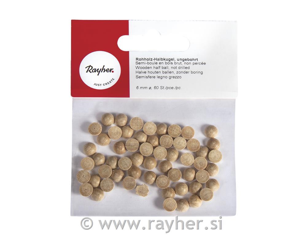Lesene pol-kroglice, 6 mm o, 60 kom.