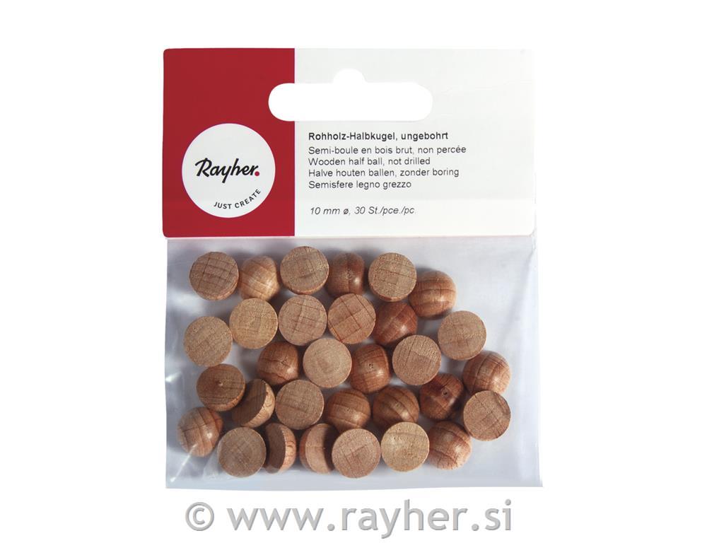 Wooden half ball, not drilled, 10 mm o,
