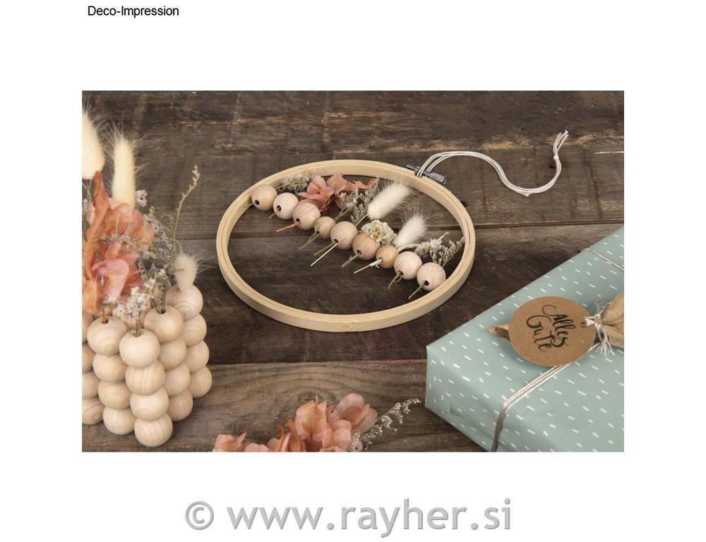 Lesene kroglice, naravne, 18 mm o, luknja 4 mm, 10 kom.