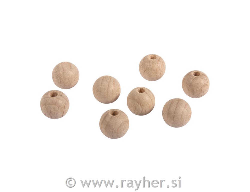 Wooden balls, 12 mm, half bored, tab-bag