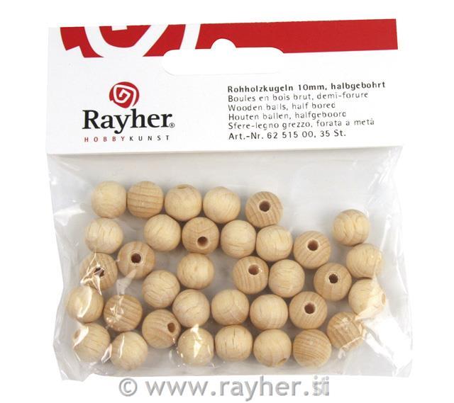 Lesene kroglice, naravne,luknjica na eni strani, 15 mm,15kos