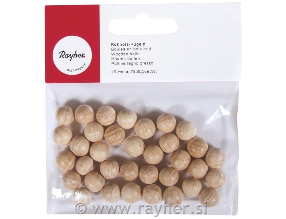 Wooden balls, raw, 10 mm o, non pierced,