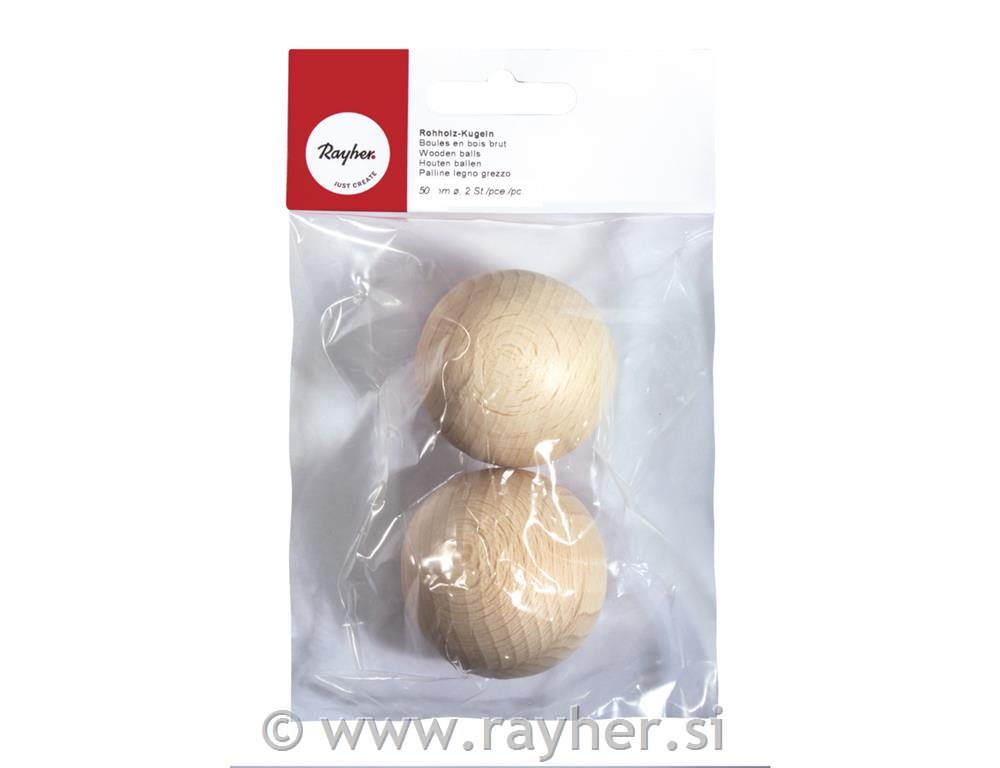 Wooden balls, raw, 50 mm o, non pierced,