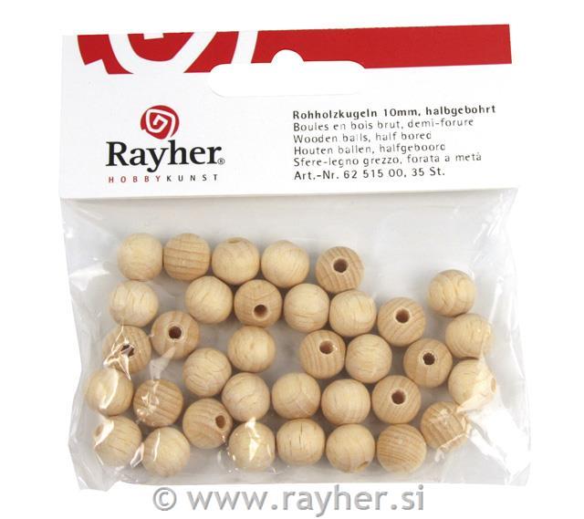 Lesene kroglice, naravne, luknjica na eni strani, 30mm, 4kom