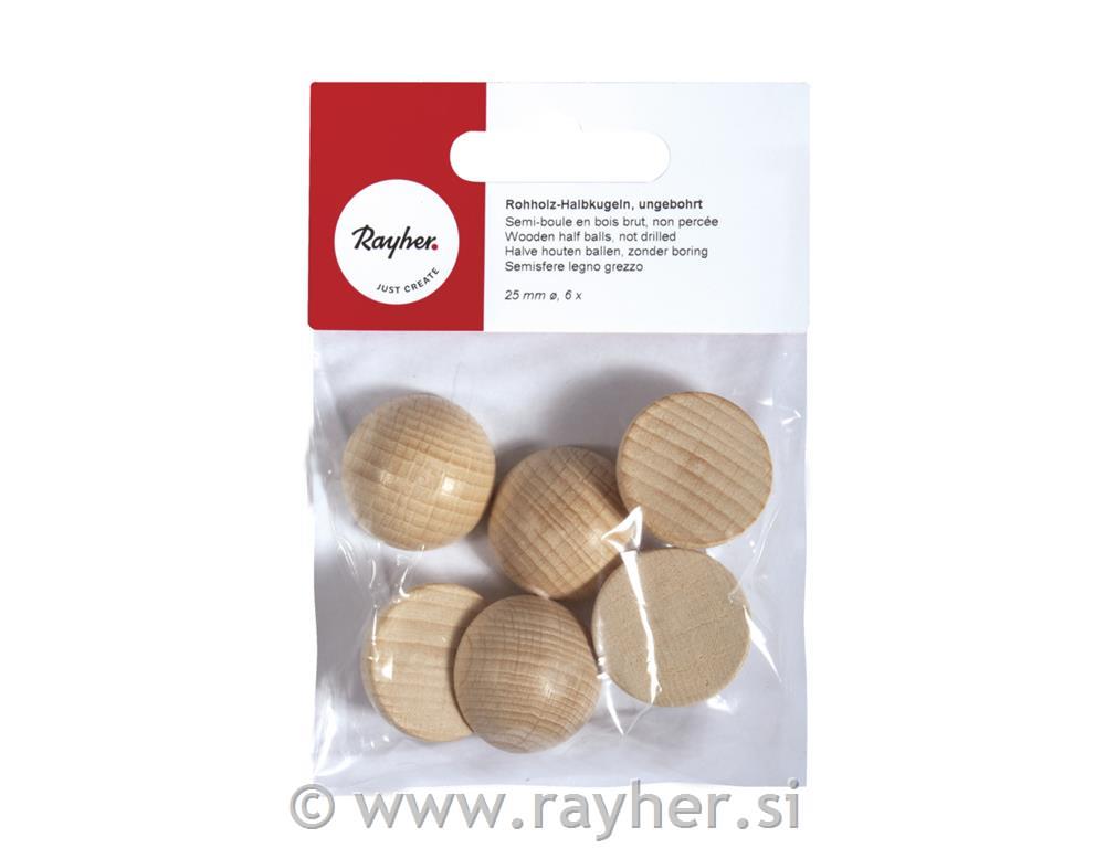 Wooden half balls, not drilled, 25 mm o,