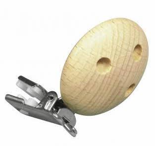 Lesena sponka za dudo, 37mm o, natural, 1 kos