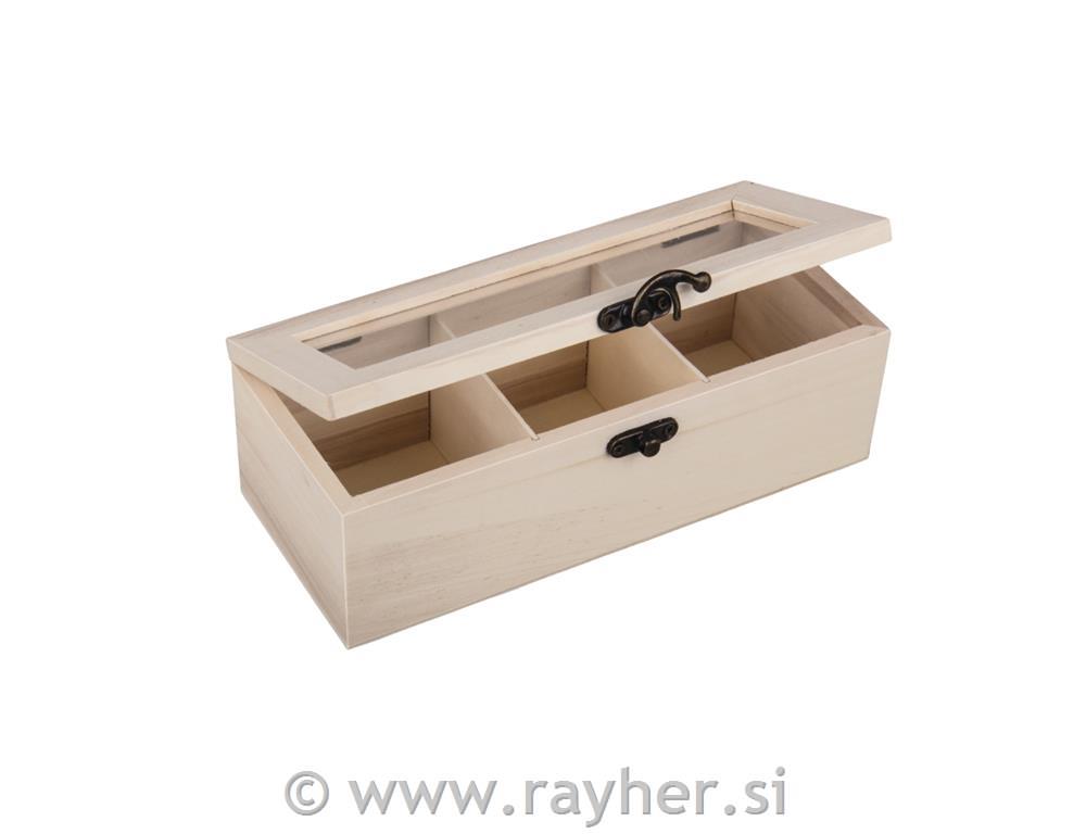Wooden tea box FSC Mix Credit, 21.5x9x7c